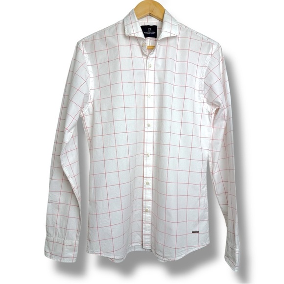 Scotch & Soda White and Red Casual Button Down Shirt - Picture 1 of 14
